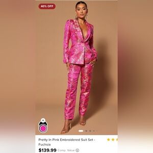 Fashion Nova Luxe ▪︎ Womens size SMALL ▪︎ Fuschia  ▪︎  Blazer Pant set